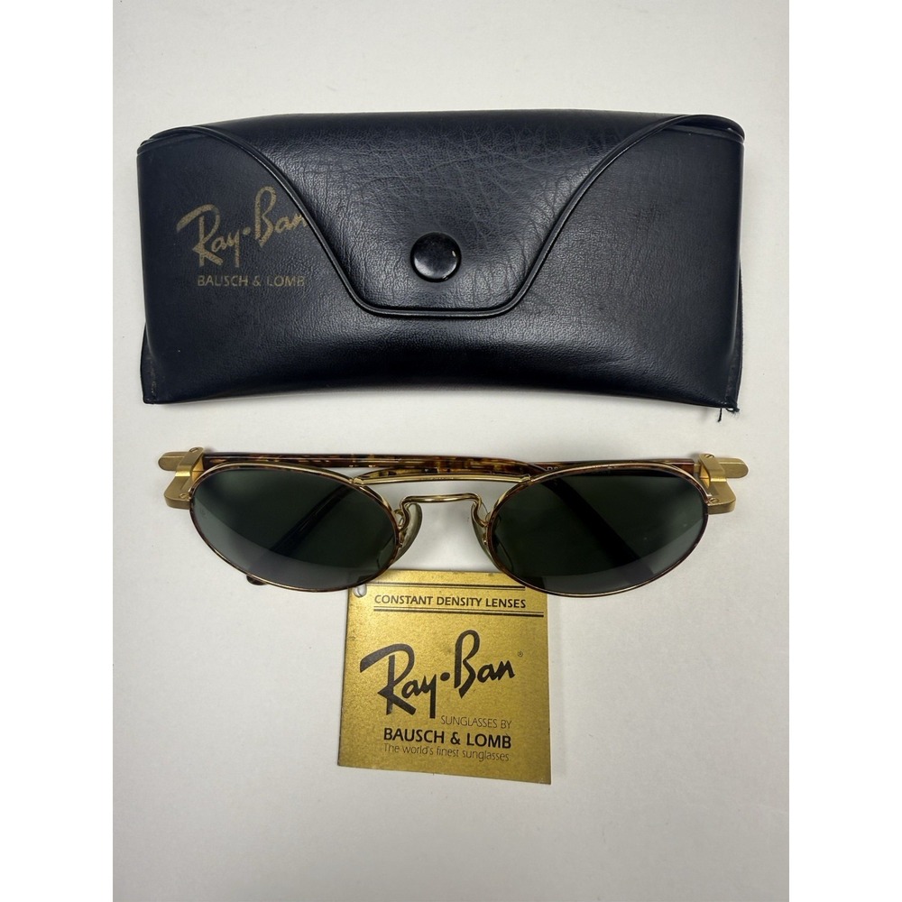 Vintage B&L Ray-Ban W2008 XXAW Gold Tortoise G-15 Green Lens Sunglasses w/ Case